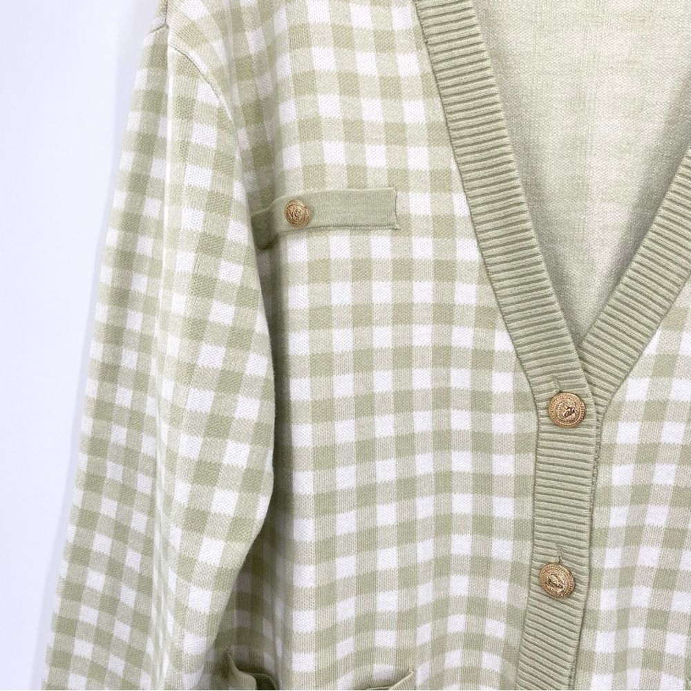 Joie Gingham Boyfriend Oversized Cardigan Sweater New Country House Chic - Picture 9 of 14